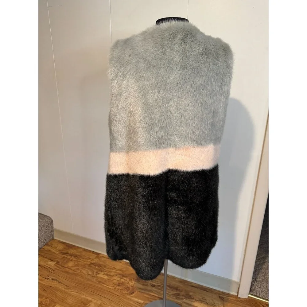 Molliolli Eco-Fur Colorblock Long Vest – Women’s Size Small (EUR‎ 36)